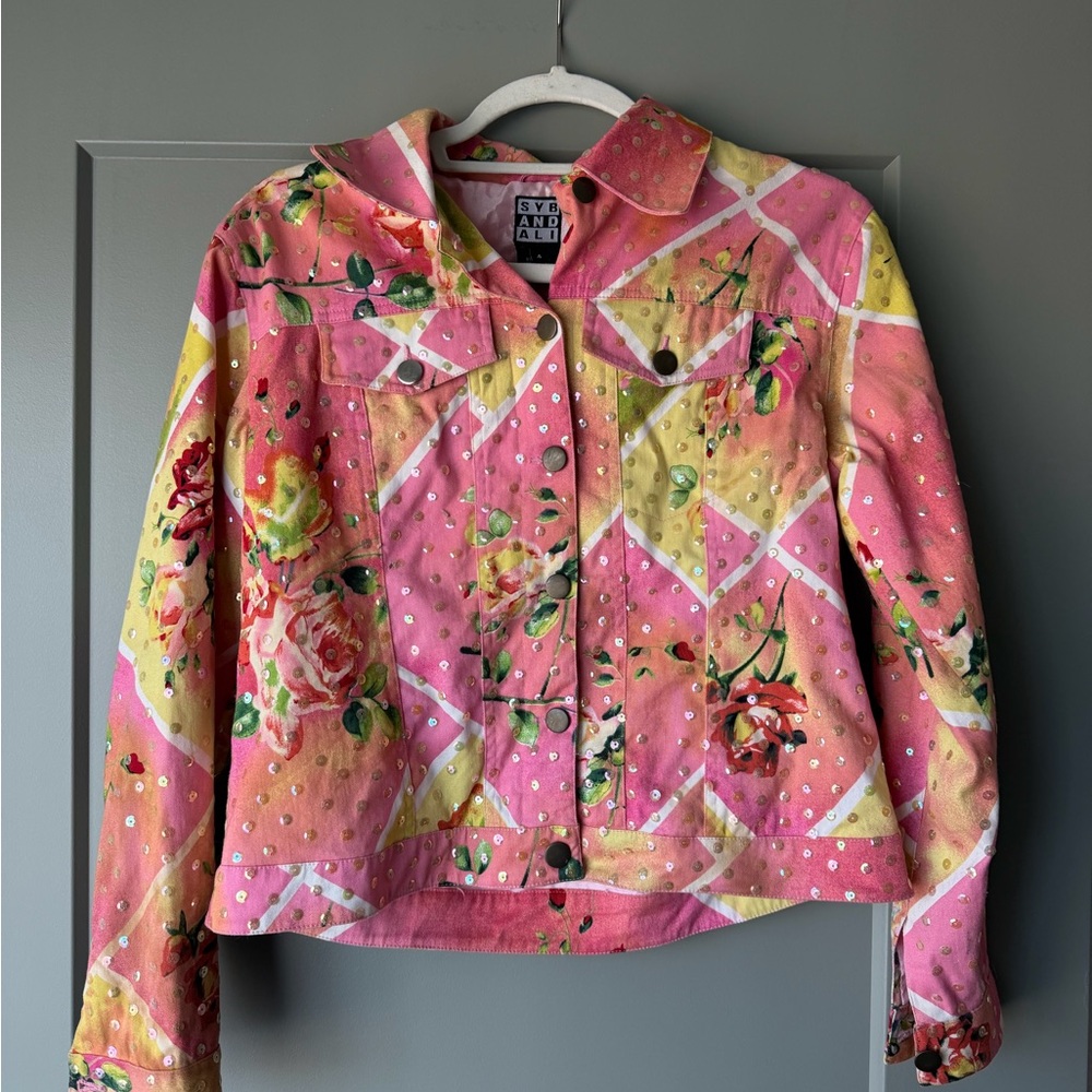 Stylish Floral Pink Jean Jacket